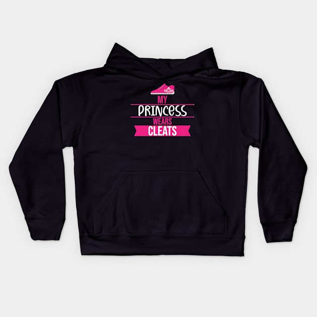 My Princess Wears Cleats Softball Team Heart Crown Kids Hoodie by jkshirts